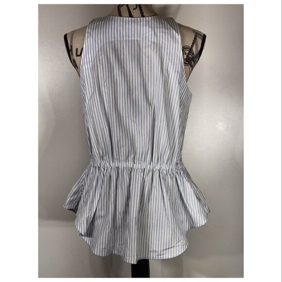 Alexander Wang Blue and White Striped Peplum Top Women's Size 8 - Picture 3 of 7